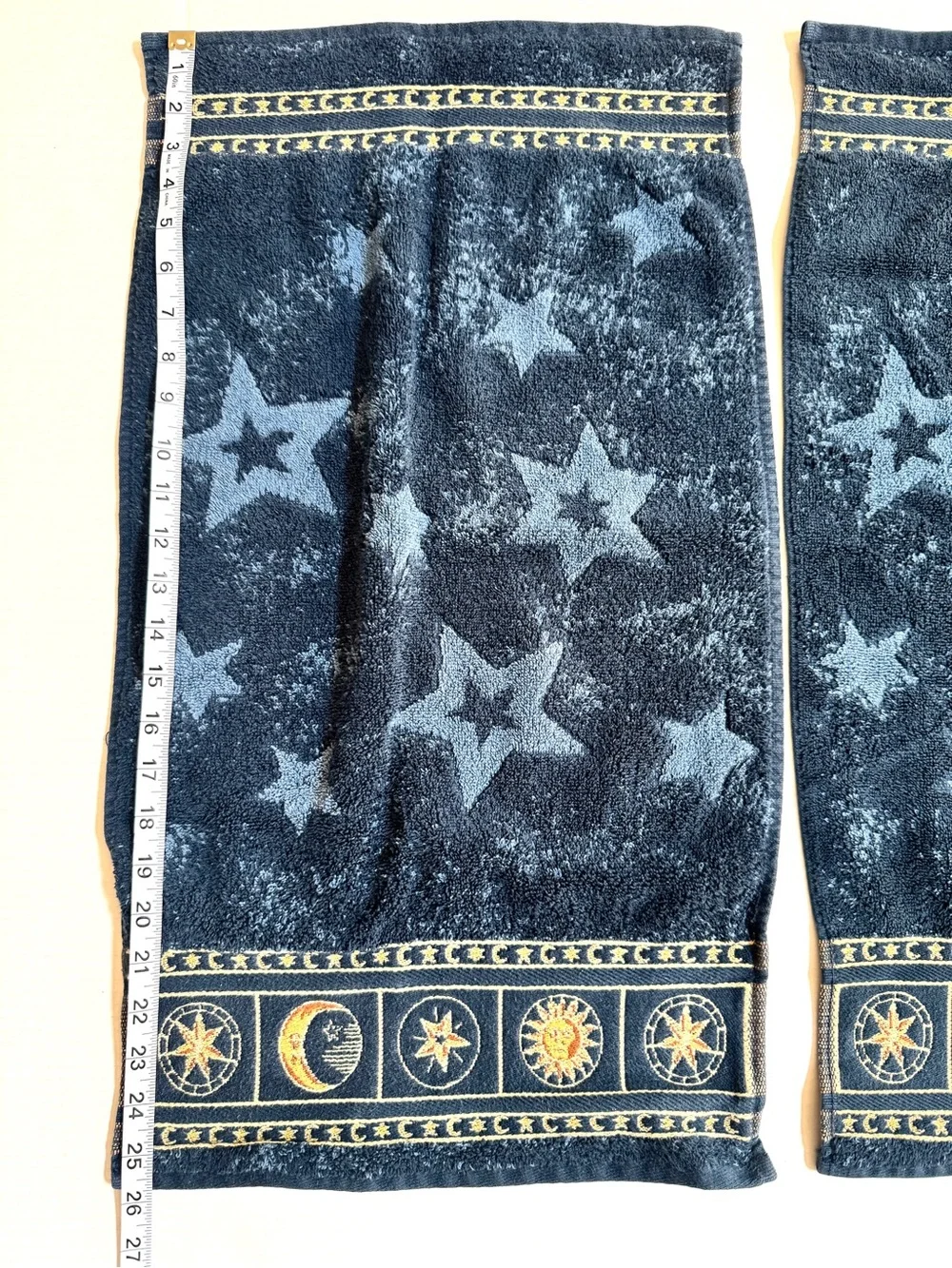 Set of 2 vintage  Y2K 1990s Springmaid Celestial Hand Towels Sun Moon Stars